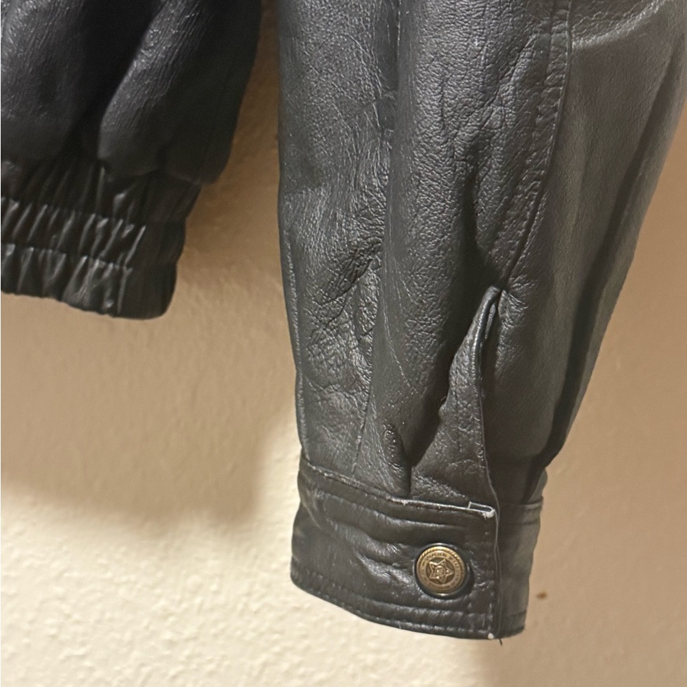 Basic Equipment Black Leather Jacket With Gold Zi… - image 5